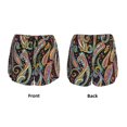 thumbnail image 2 of JUNZAN Watercolor Romantic Paisley Print Women's Athletic Gym Running Shorts with Phone Pockets - Workout Shorts-Medium, 2 of 5