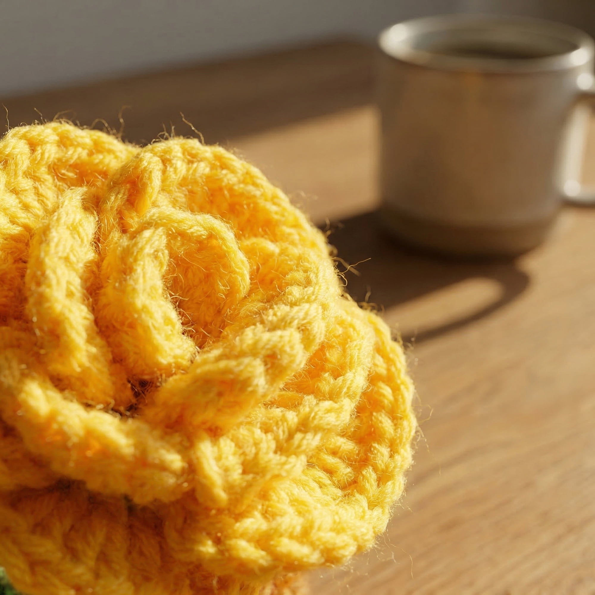 Unique Bargains 2Pcs Handmade Crochet Carnation Knitted Potted Plant Yellow 4.3in