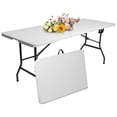 thumbnail image 2 of 6FT Plastic Foldable Table with Carrying Handle, Outdoor Picnic Table Party Table for Camping, Wedding, Kitchen, Beach - White, 2 of 8