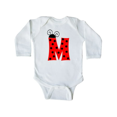 

Inktastic Cute Lady Bug Initial M Gift Baby Boy or Baby Girl Long Sleeve Bodysuit