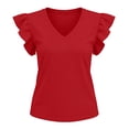 thumbnail image 7 of BRGZLK Short Sleeve Striped Shirt Women Casual Loose Summer Tops T-Shirts Ruffle V Neck 2026 Tee Trendy Blouses, 7 of 7
