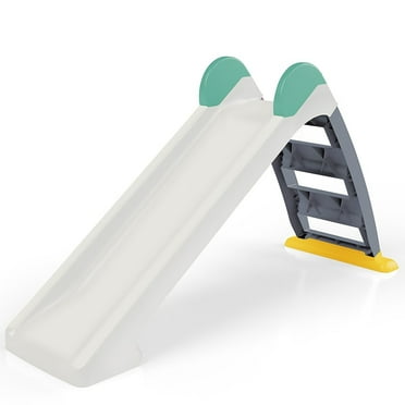 Dolu: Children's Slide - White, Grey, Green - Waterslide Hose Attachment, Indoor/Outdoor, Durable Plastic, 52.4 x 17.7 x 28.4", Toddler & Kids Age 2 