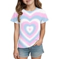 thumbnail image 5 of YAYUBA Girl Tops Trendy for School Solid Color Crew Neck Back To School Short Sleeve T Shirts Comfy Tunic Blouse Preppy Clothes for Girls, 8-9 Years, Light Blue, 5 of 9