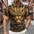 thumbnail image 6 of adaychics Three Button Shirts for Men Dragon Print Short Sleeve Graphic Tee Shirts Casual Summer Tops for Vacation Travel, 6 of 7