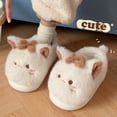 thumbnail image 2 of Pantuflas de gato de dibujos animados lindas, pantuflas de piel mullida para mujer, zapatos para el hogar con suela gruesa, cómodas pantuflas de animales para invierno kawaii de 24,5 cm, 2 of 3
