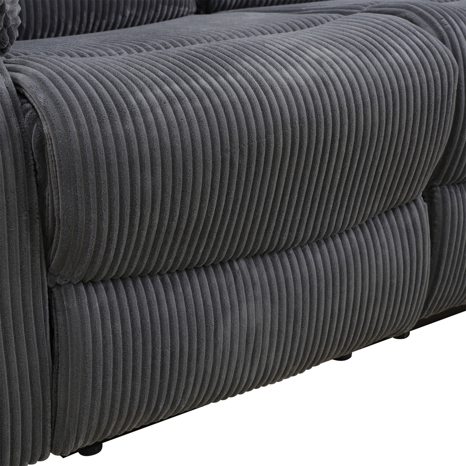 Hommoo Corduroy Manual Recliner Chairs for Living Room & Home Theater, Reclining Lounge Chair 160° Recline, Dark Grey