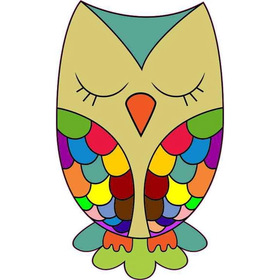 3in x 5in Green Rainbow Owl Sticker Vinyl Cup Car Truck Decal Stickers