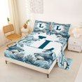 thumbnail image 2 of jejeloiu Ocean Theme Letters Bed Sheets For Men,Personalized Monogrammed L Pattern Full Size Sheets For Boys,4 Pieces,1 Flat Sheet, 1 Fitted Sheet and 2 Pillowcases, 2 of 6