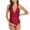 Red, variant on Qiopertar Maternity One Piece Swimsuit for Women Solid Color V Neck Backless Ruffle Bikini High Cut Swimwear Vacation Beach Pool, Red L