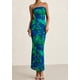 thumbnail image 5 of Vestido largo PRETTYGARDEN para mujer, ajustado sin tirantes, verde y floral, 5 of 9