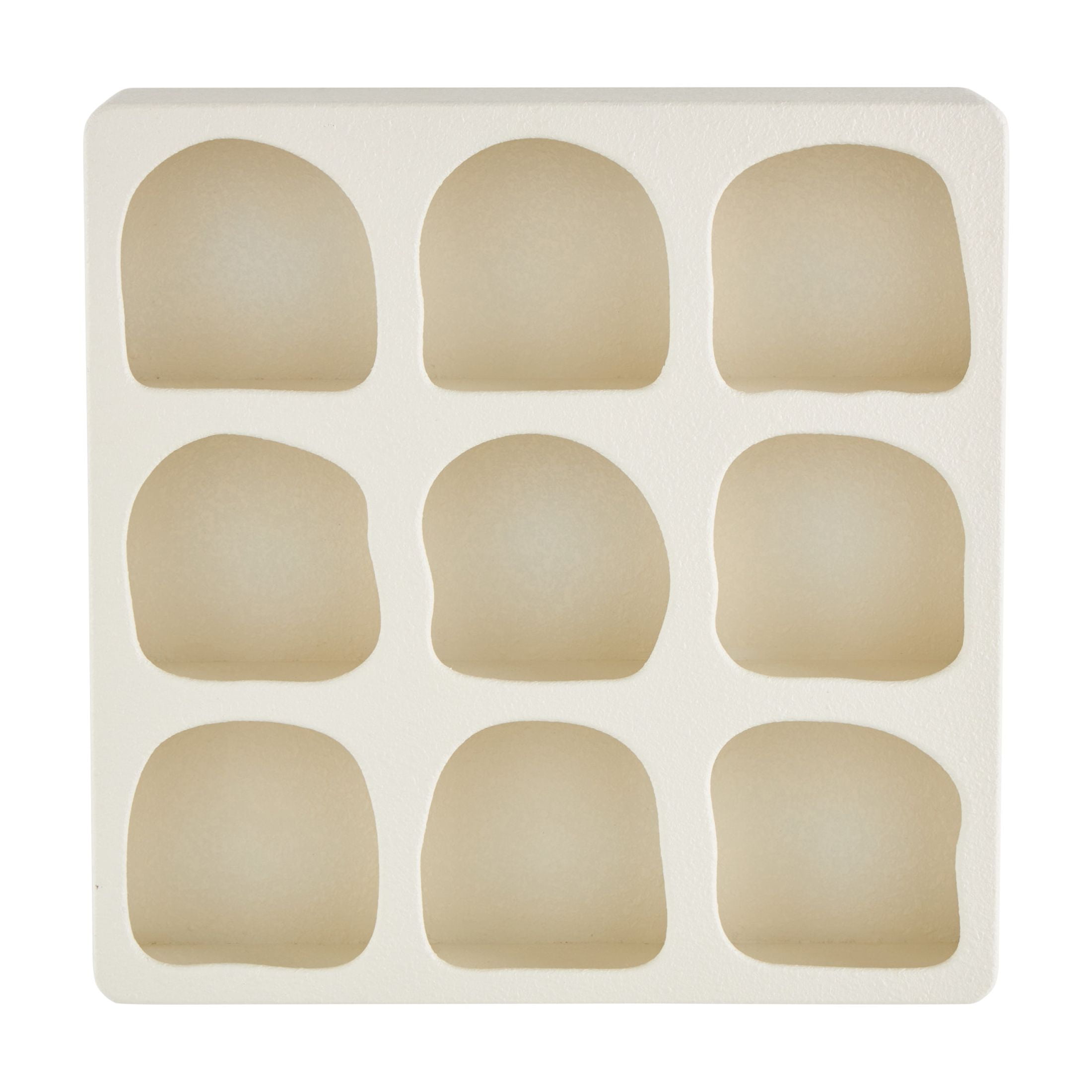 DecMode 19" x 5" 9-Tier Cream Geometric Wall Shelf with Abstract Block Shapes