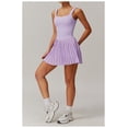 thumbnail image 2 of PISONIC Womens Tennis Golf Dress with Built-in Bra Shorts Backless Square Neck Pleated Hem Athletic Dresses with Pockets, 2 of 7