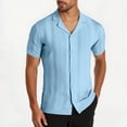 thumbnail image 1 of pstuiky camisetas para hombre, Camisa de punto de manga corta para hombre, cárdigan informal con botones y solapa de manga corta. camisetas de hombre l, 1 of 9