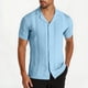 thumbnail image 1 of pstuiky camisetas para hombre, Camisa de punto de manga corta para hombre, cárdigan informal con botones y solapa de manga corta. camisas casuales para hombre m, 1 of 9