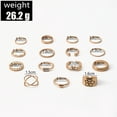 thumbnail image 2 of CILENON Gold Engagement Rings for Women 15Pcs Women Bohemian Rings Knuckle Rings Set Gem Crystal Rings Joint Knot Ring Sets for Teens Party Fesvital Jewelry Thumb Rings for Women (Gold,One Size), 2 of 6