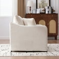 thumbnail image 5 of 43.9" Wide Modern Upholstered Farmhouse Performance Accent Chair with Black Metal Legs, Chenille Reading Armchair Single Sofa with Two Bolster Pillows for Living Room offices and Lounge, Beige, 5 of 7
