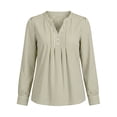thumbnail image 4 of ClodeEU Women's Henley Pleated Front Long Sleeve Blouse,Casual Loose Flowy Shirt Top Green,Women's Plus XXL, 4 of 7