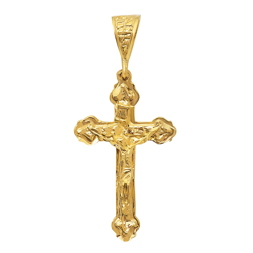 Mens 14k Gold Crucifix Pendant