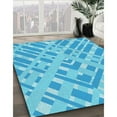 thumbnail image 3 of Ahgly Company Machine Washable Indoor Square Transitional Deep Sky Blue Area Rugs, 7' Square, 3 of 7