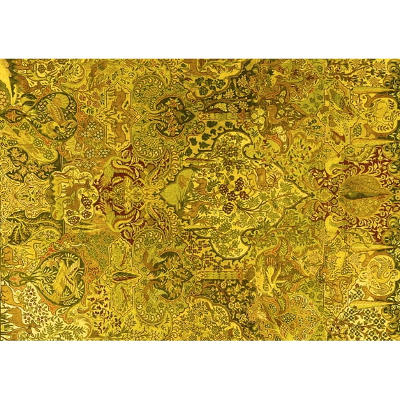 Ahgly Company Indoor Rectangle Persian Yellow Traditional Area Rugs, 5' x 8'