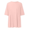 thumbnail image 3 of Womens T-Shirts Classic Oversized Loose Solid Color Short Sleeve Round Neck T Shirt Tees Fashion Versatile Pullover Tshirt, 3 of 3
