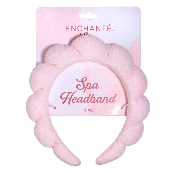Enchante Crescent Pink Spa Headband with Soft Comfort Design for Skincare & Makeup