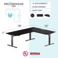thumbnail image 2 of PROGRESSIVE DESK Bureau Debout en Forme L 78x72, Coin 3 Hauteur Réglable Bureau Exécutif Électrique - Chêne Ébène, Cadre Black, 2 of 9