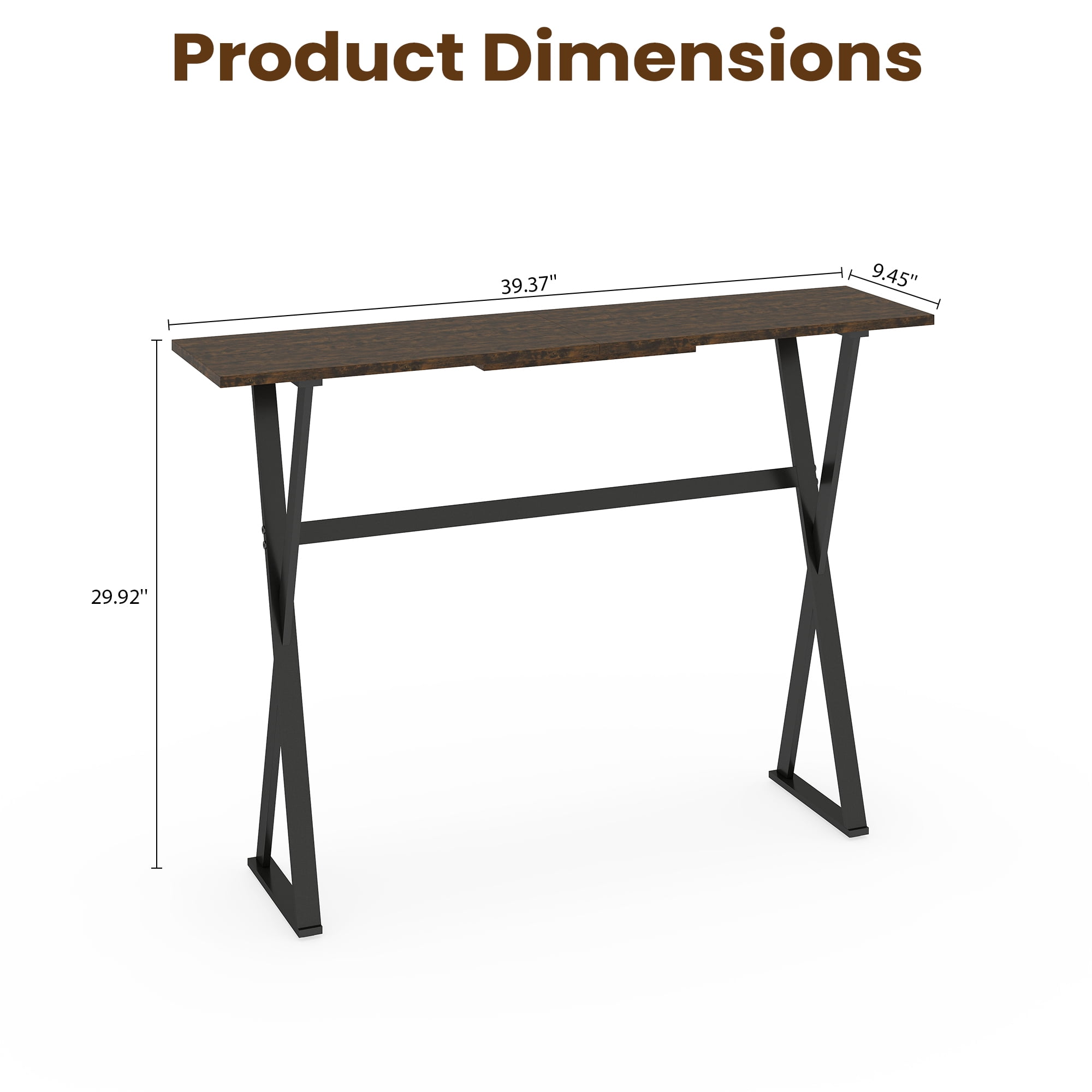 Manxile Narrow Console Table for Entryway, Farmhouse Sofa Side Table for Living Room, Foyer, Rustic Brown