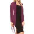 thumbnail image 4 of Sakkas Jona Women Soft Sheer Chiffon Bridal Wedding Evening Scarf Shawl Wrap Stole - Plum - 8018, 4 of 5