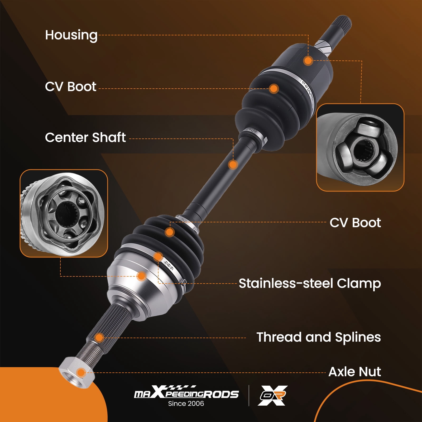 Maxpeedingrods 66-6285 CV Axle Shaft Assembly for Nissan Rogue 2008-2013, Rogue Select 2014-2015, L4 2.5L AWD Left and Right, Replace# 39101JG04C, 39100JG04C, 39100JM10A