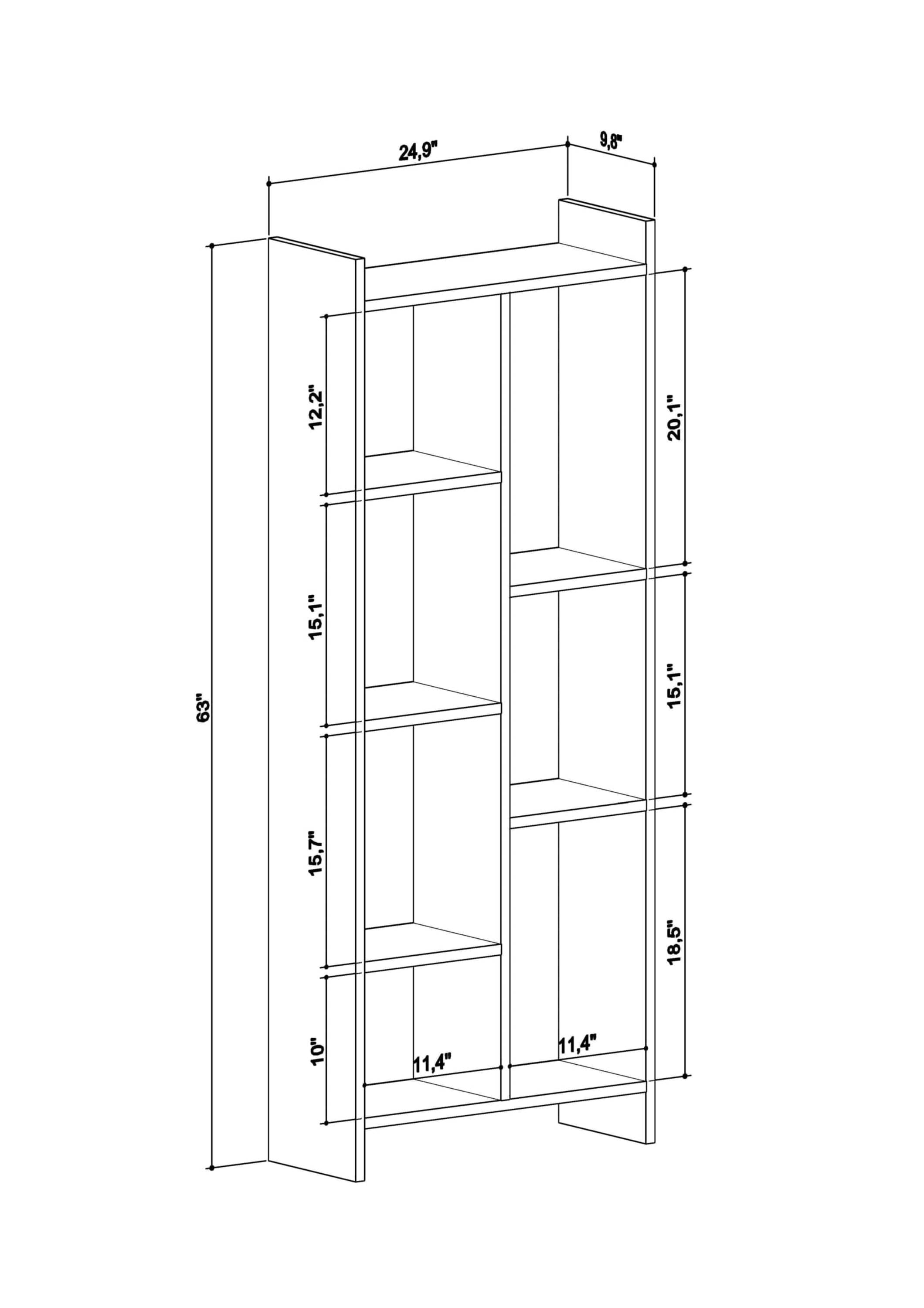 Ada Home Decor Eden 4 Tier Open Shelf Modern Bookcase, Anthracite/White