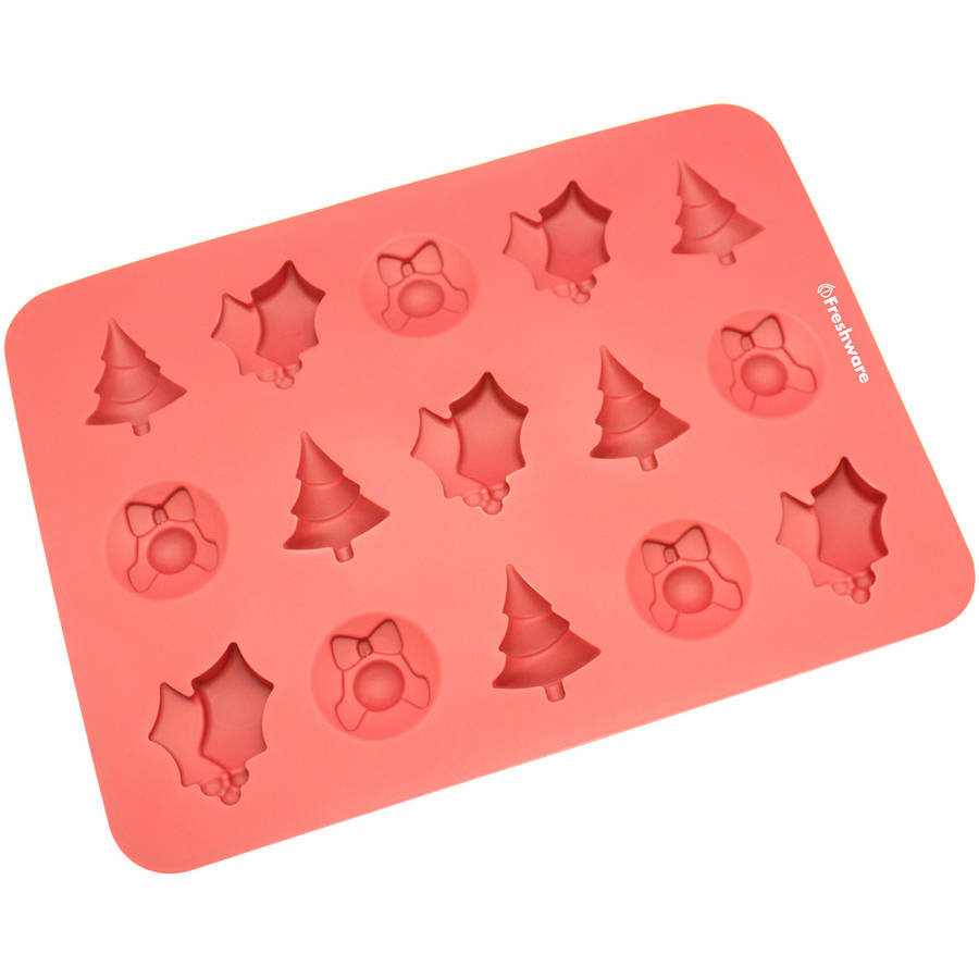 Freshware 15-Cavity Christmas Silicone Mold for Chocolate, Candy, Gummy and Jelly, CB-119RD 