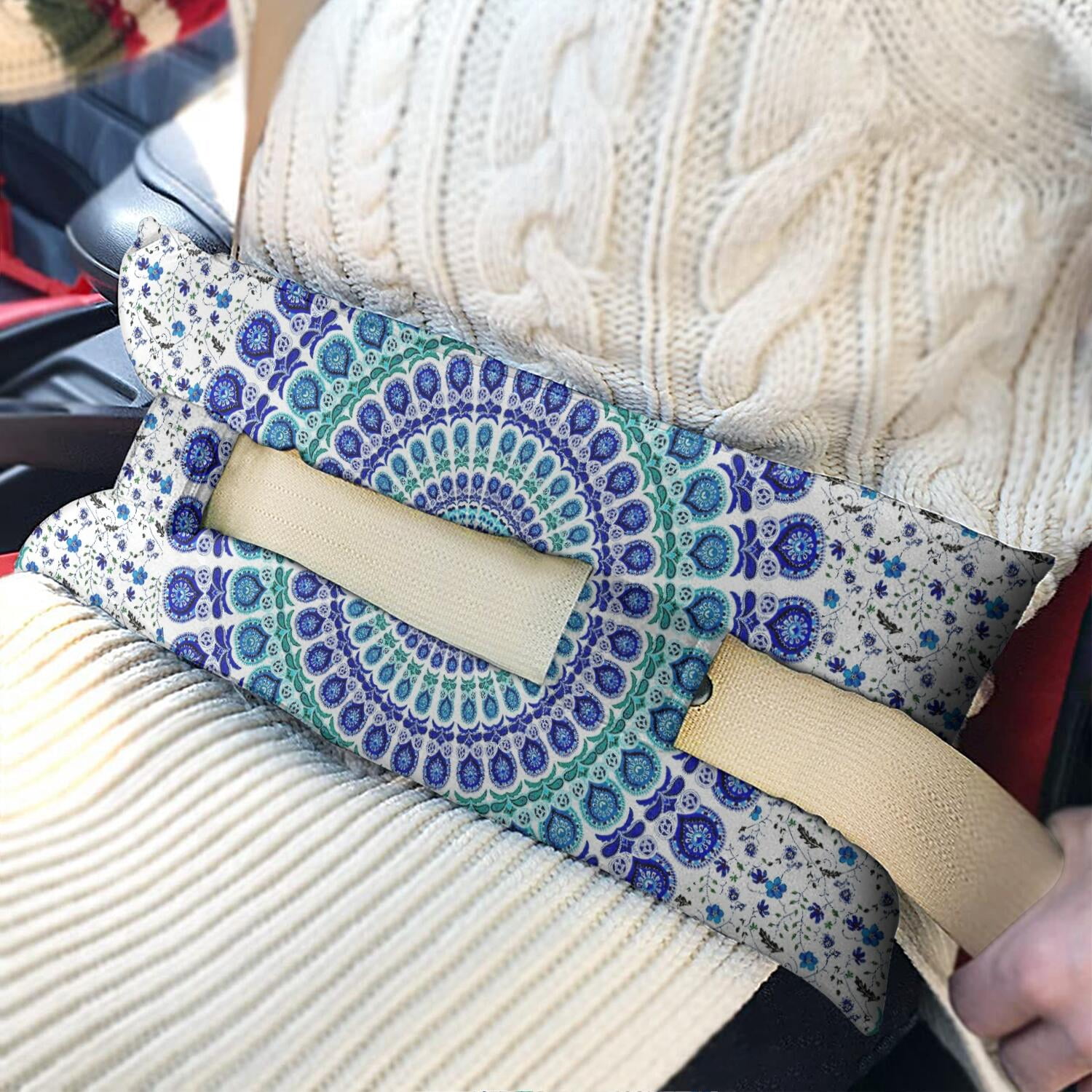 Recovery Seat Belt Pillow Post-Mastectomy & Heart Surgery Support (Rustic Folk)
