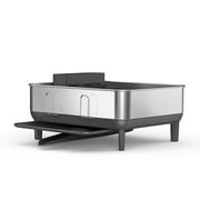 simplehuman Compact Kitchen Dish Drying Rack, Fingerprint-Proof Stainless Steel Frame, Grey Plastic