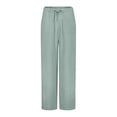 thumbnail image 6 of Lixiuxyad Cotton Linen Pants Women's Solid Color Simple Waist Pocket Pajama Pants Home Pants Casual Pants Wide Leg Straight Pants Green, 6 of 6