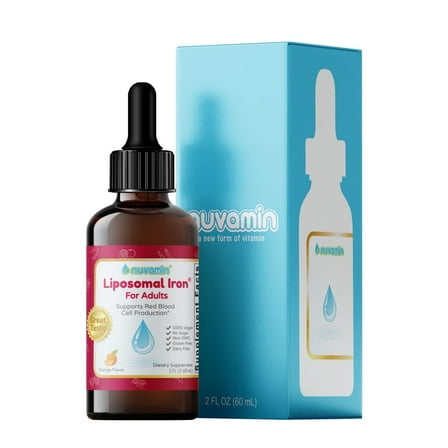 Nuvamin – Liquid Iron Drops for Women, Adults, Pregnant, Lactating, 2Fl.Oz (60ml), 60 Daily Servings. Great Taste - All Natural - Vegan - Superior Absorption, Orange Flavor