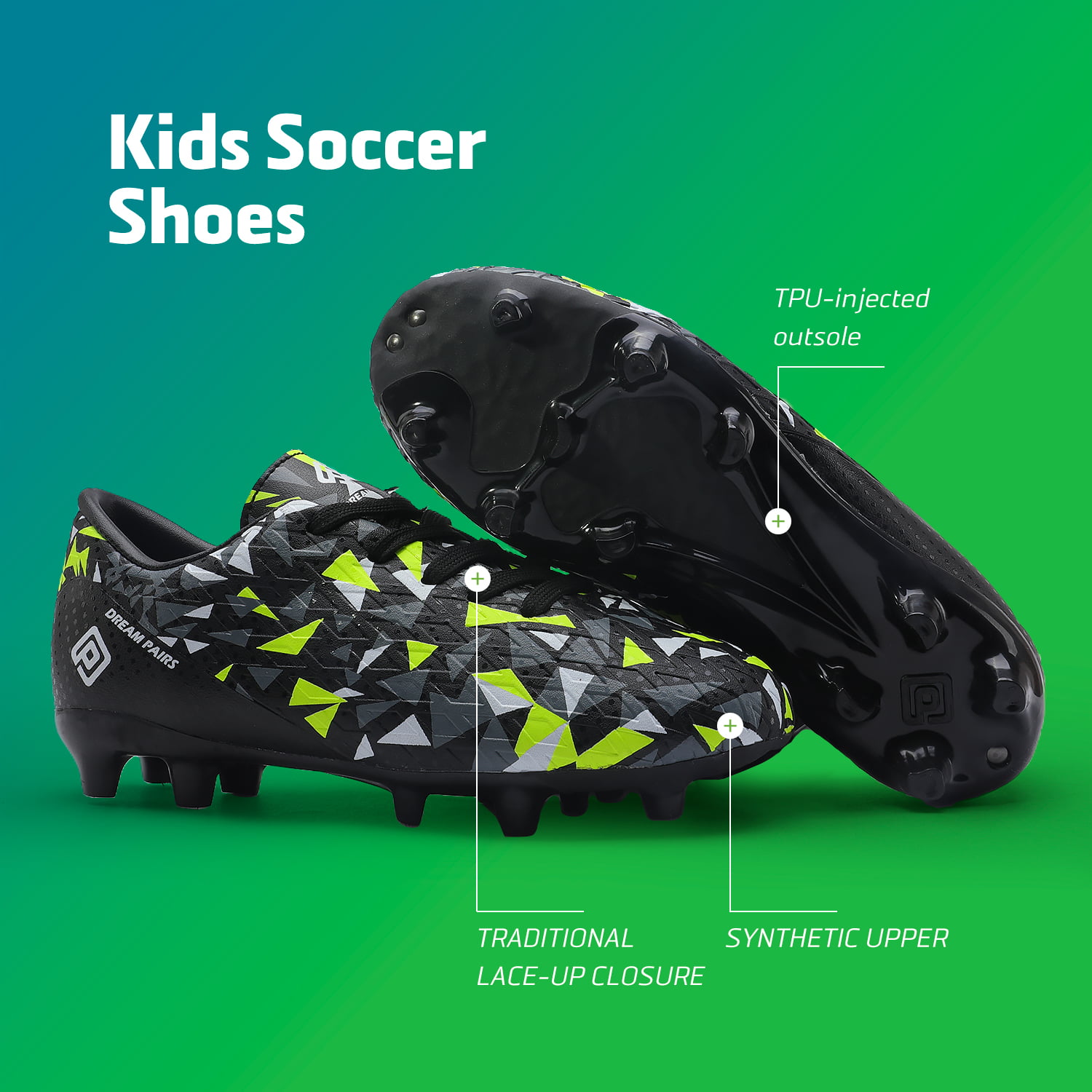DREAM PAIRS Soccer Shoes JR Kids Boys Girls Outdoor Sport Football Soccer Cleats 