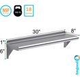 thumbnail image 3 of Estante de pared de acero inoxidable de 8" x 30" | Estantería de metal | Garaje, lavandería, almacenamiento, cuarto de servicio | Restaurante, cocina comercial, 3 of 8
