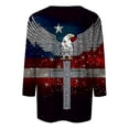 thumbnail image 4 of Womens Crewneck Patriotic Tshirts July 4th Festival 3/4 Sleeve Shirt Tops Casual Independence Day Pullover Tees Dark Gray, 2XL, 4 of 7