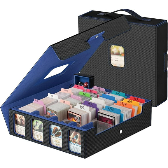 Card Storage Box 3200  MTG Card Box with 30 Color Dividers, Commander Trading Card Box with Portable Handle and Viewing Window for MTG/TCG/Magic Cards