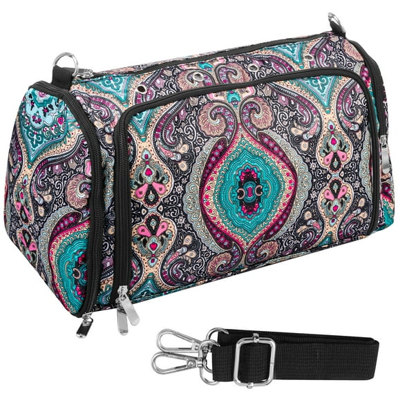 Sutowe TPR Knitting Bag Large Capacity Yarn Storage Bag with 5 Compartments and Top Eyelet Dustproof Crochet Handbag for Crochet