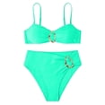 thumbnail image 5 of Womens Beach Vacation Two Piece Swimsuit Cover Up Ruffle Outfit High Waist Bottom Tummy Control Swimwear, 5 of 5