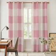 thumbnail image 4 of Pink Farmhouse Kitchen Curtains 84 Inch Length, Buffalo Plaid Check Lattice Geometric Grommet Top Bedroom Living Room Curtains, Light Filtering Cafe Curtain Drapes 2 Panels Set 84''x84'', 4 of 9