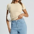 thumbnail image 7 of Baberdicy Women's Crop Top T-Shirt - Summer Thin Round Neck Short Sleeve Pullover, Fashion Tight Fit Belly Shirt for Girls (B | XL), 7 of 7