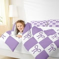 thumbnail image 4 of jejeloiu Kawaii Bowknot Queen Comforter Set,Geometric Grid Bow Bedding Sets,Purple White Bowtie Bedding Comforter Set For Children,Breathable Home Decor Reversible,3pcs, 4 of 8