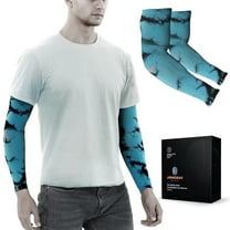 ARMORAY UV Sun Protection Tattoo CoverUp Unisex Athletic Arm Sleeves, Black Teal, 2 counts