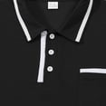 thumbnail image 6 of Blczomt Long Sleeve Men's Polo Shirts Big and Tall Black Collared Pocket Polo Shirts Button Breathable Mens Clothes Trendy, 6 of 9