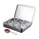 thumbnail image 1 of SGACAI Caja de almacenamiento para condimentos de acero inoxidable con 6/8 compartimentos y tapa para cocina, 1 of 7
