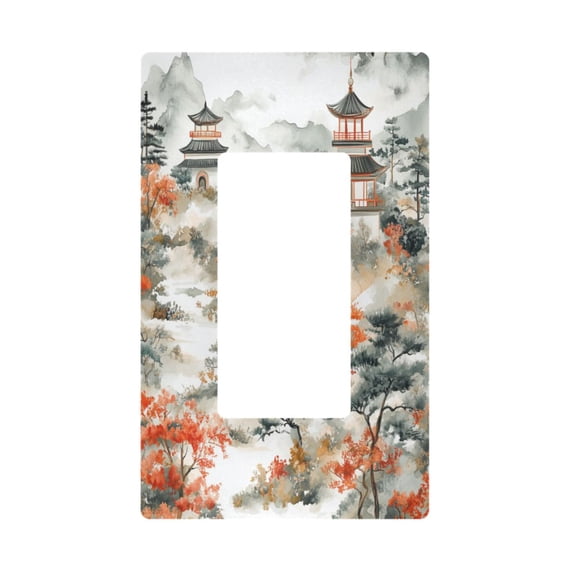 Yayeee Rocker Switch Wall Plate 1-Gang 4.6"x2.9" Home Decorative Outlet Cover, Mountain Pattern