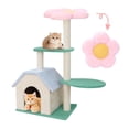thumbnail image 1 of Árbol para Gatos Forma de Flor Rosa con Casa Grande, Torre Rascador de Sisal Natural Alto 95CM, Poste Rascador de Flores Adorable con Plataforma de Salto para Espacio Pequeño, Centro de Juego, 1 of 7